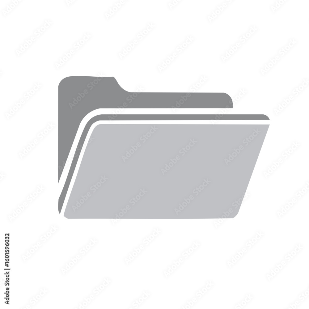 Poster gray open folder graphic icon storing data documents files organization and management