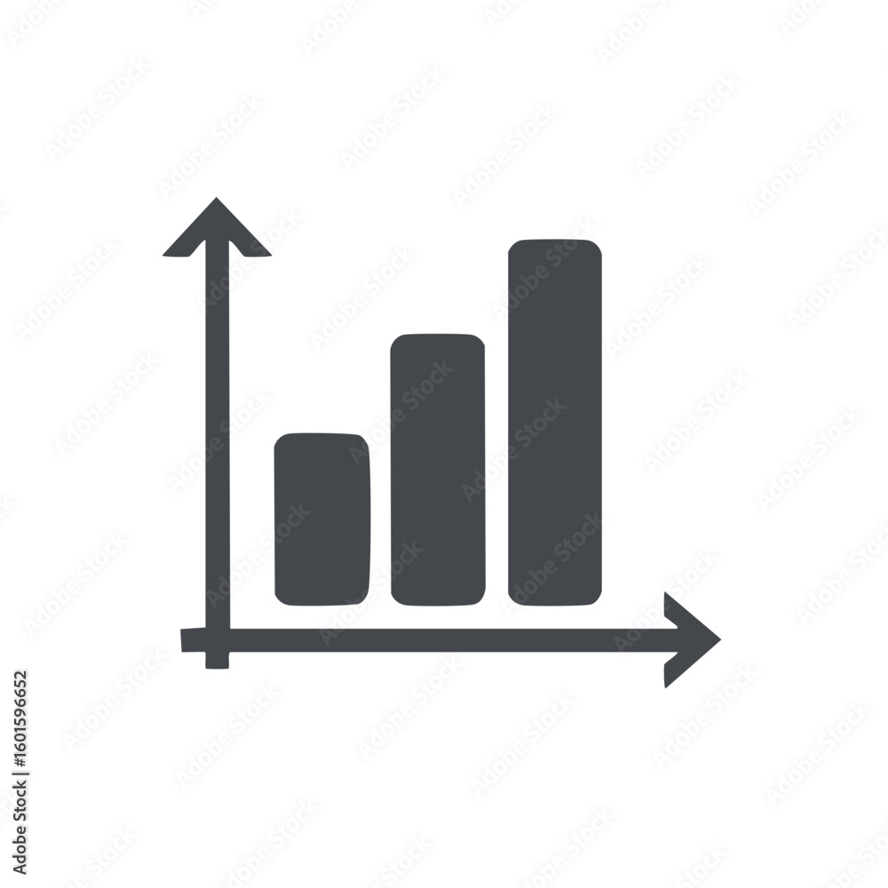 Poster Simple Dark Bar Graph with Upward Trend Isolated Financial data representation with growing graph showing positive result or progress symbol