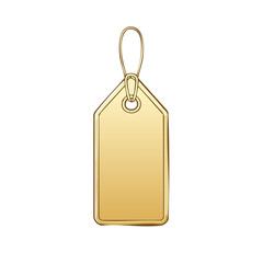 Elegant Gold Price Tag Sale Tag Isolated, Empty Golden Label with String