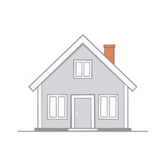 Simple Gray House with Orange Chimney Vector Illustration Icon Element for Home Concepts