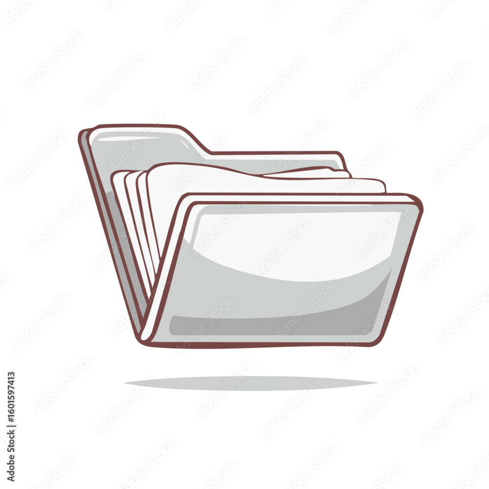 Poster open folder with documents illustration for file storage and management system