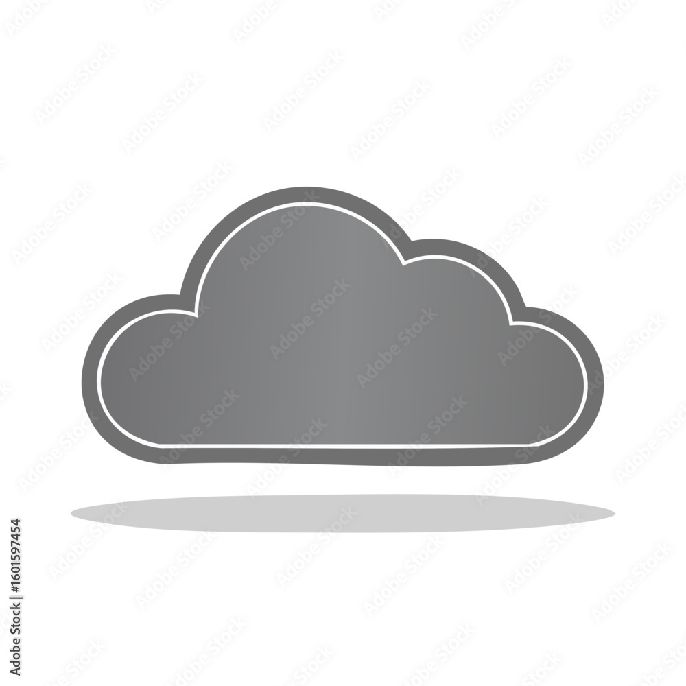 Poster Abstract Isolated Gray Cloud Weather Element with Distinct Outline and Subtle Shadow