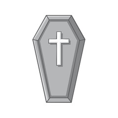 Gray Coffin With White Cross Illustrating Christian Burial and Death
