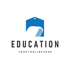 Simple educational learning book logo design, with a simple back to school education concept, illustration template design