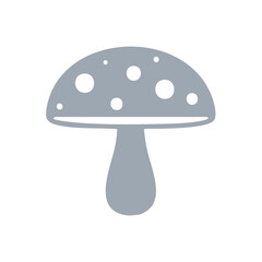 Mushroom Cap Silhouette with White Spots Vector Icon in Gray Tone