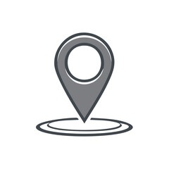 Gray Location Pointer Pin Icon with Ring for Navigation Apps