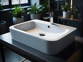 Modern bathroom sink ideas white ceramic rectangular vessel sink with chrome faucet