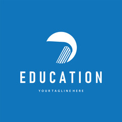 Simple educational learning book logo design, with a simple back to school education concept, illustration template design