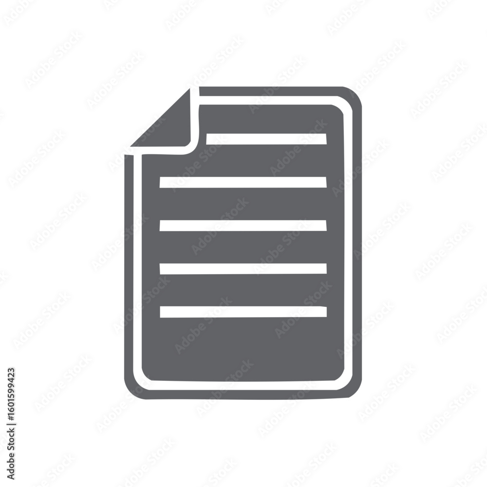 Poster monochrome image of sheet of paper with text lines and folded corner design