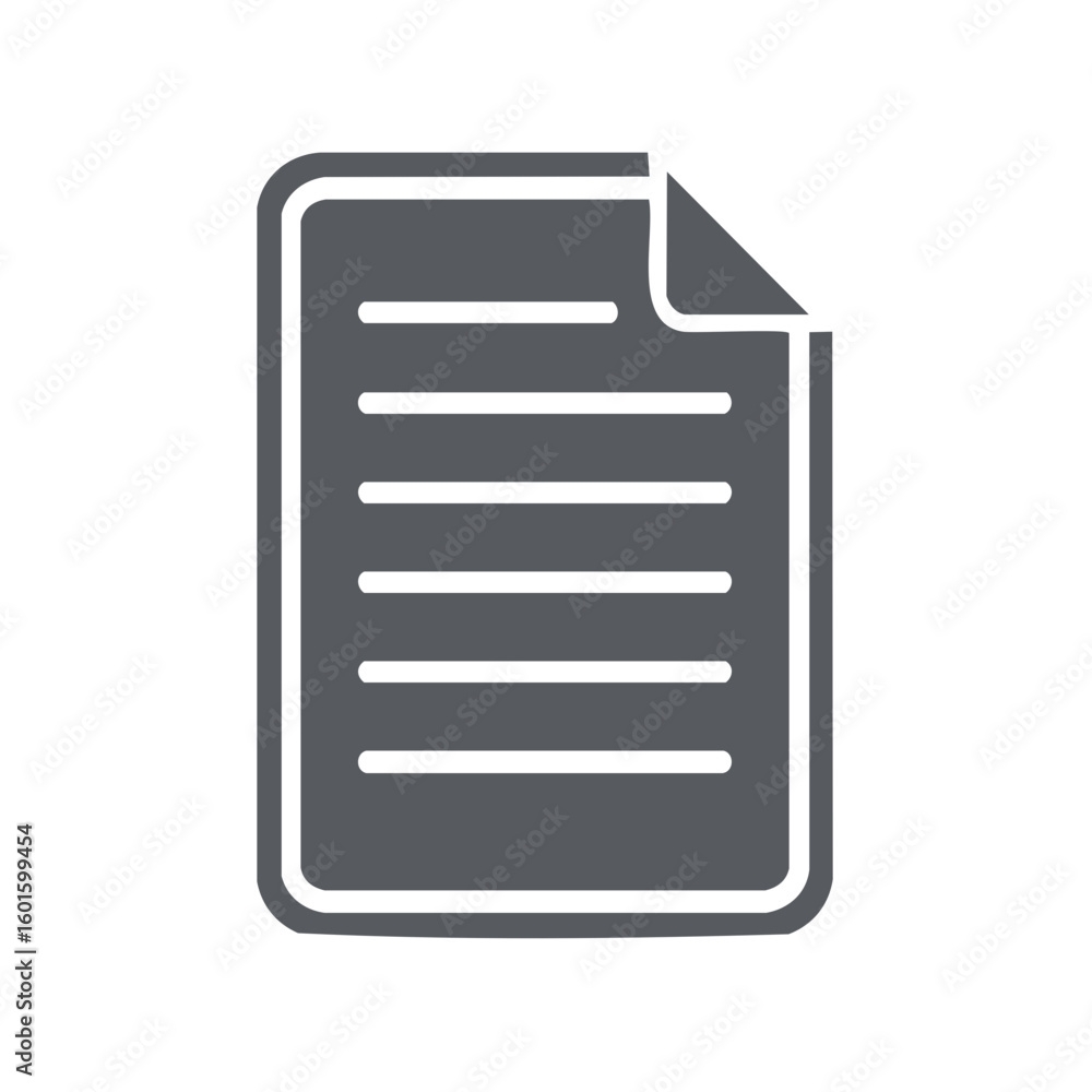 Poster document icon concept displaying file, note, page or contract, filled silhouette style