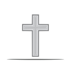 Gray Cross Symbol Against a White Backdrop Depicting Religious and Cultural Significance with Shadow and Modern Design