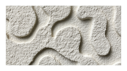 Abstract relief pattern in white stone, showcasing curved and organic shapes texture