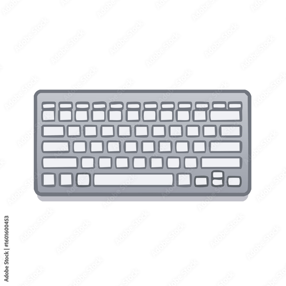 Poster grey computer keyboard flat illustration with soft shadow for design and creativity