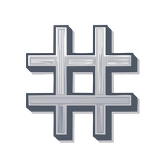 Obraz premium Stylized Hashtag Shape on White Background with Subtle Shadow