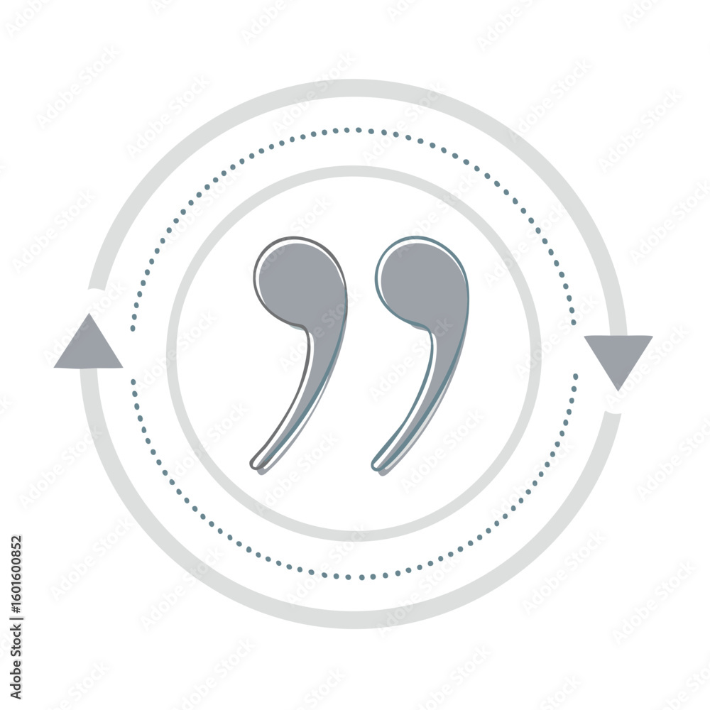 Aufkleber quotation mark graphic in circular arrows frame for repeat, statement, or text emphasis