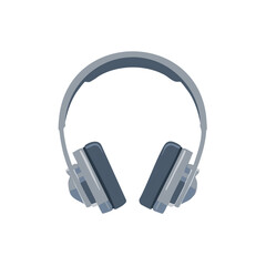 Fototapeta premium Grey Over Ear Headphones Digital Illustration Isolated on White Background for Sound Music Listening