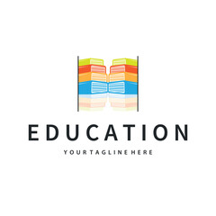 Simple educational learning book logo design, with a simple back to school education concept, illustration template design