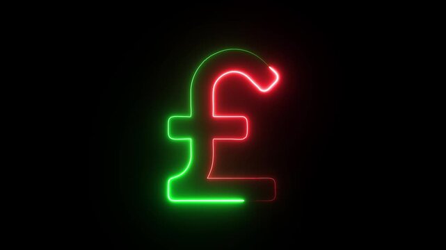 Glowing neon pound sign Icon animation. financial symbol, digital currency, wealth icon. Neon glowing animation. Business and finance conceptual neon light dollar icon 4k stock video.