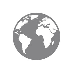 Fototapeta premium Globe Icon Vector Illustration Gray Earth World Continent Map Global Geography Design