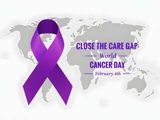 World cancer day awareness purple ribbon close the care gap february fourth campaign