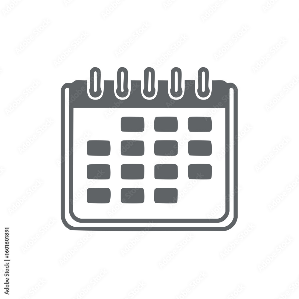 Poster schematic calendar icon with rounded corners and minimalist days for planning and schedules