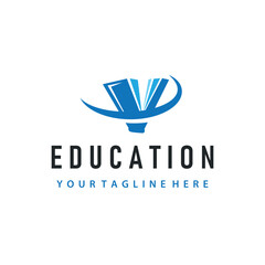 Simple educational learning book logo design, with a simple back to school education concept, illustration template design