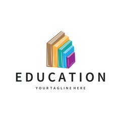 Simple educational learning book logo design, with a simple back to school education concept, illustration template design