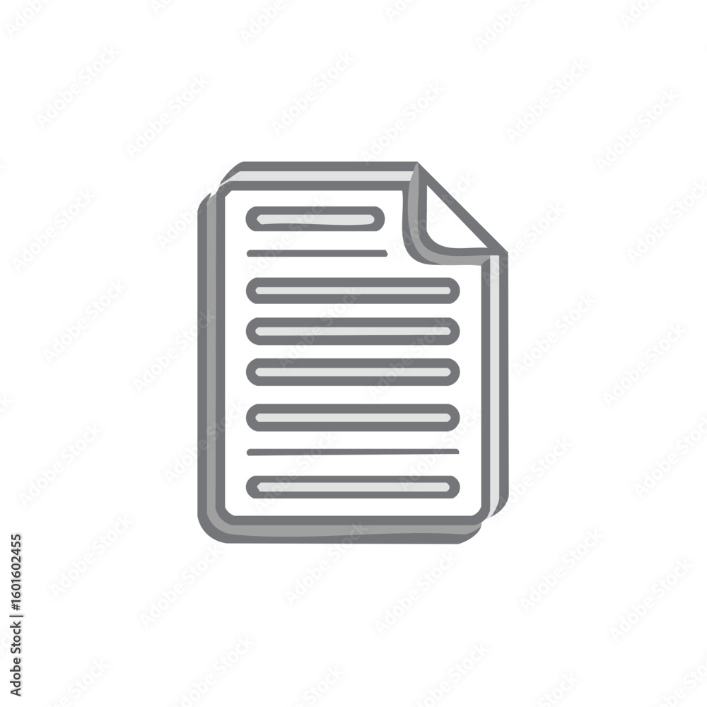 Poster document icon with lines and curled corner for reports and business documents