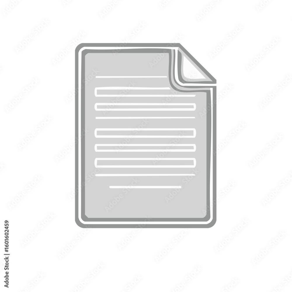 Poster simple illustration of a document with curled page corner showing written text on light gray paper