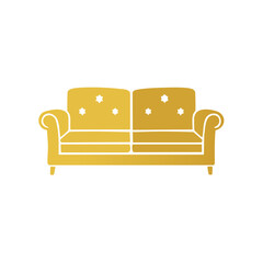 Gold Sofa Icon with Stars Design Element Minimalist Style Furniture