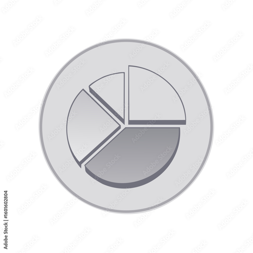 Poster gray pie chart circle illustration visualizing statistics or financial data