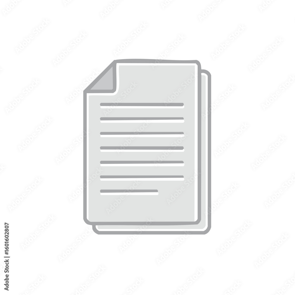 Poster stack of documents with lines of text and corner folded over providing an illustration of paperwork 