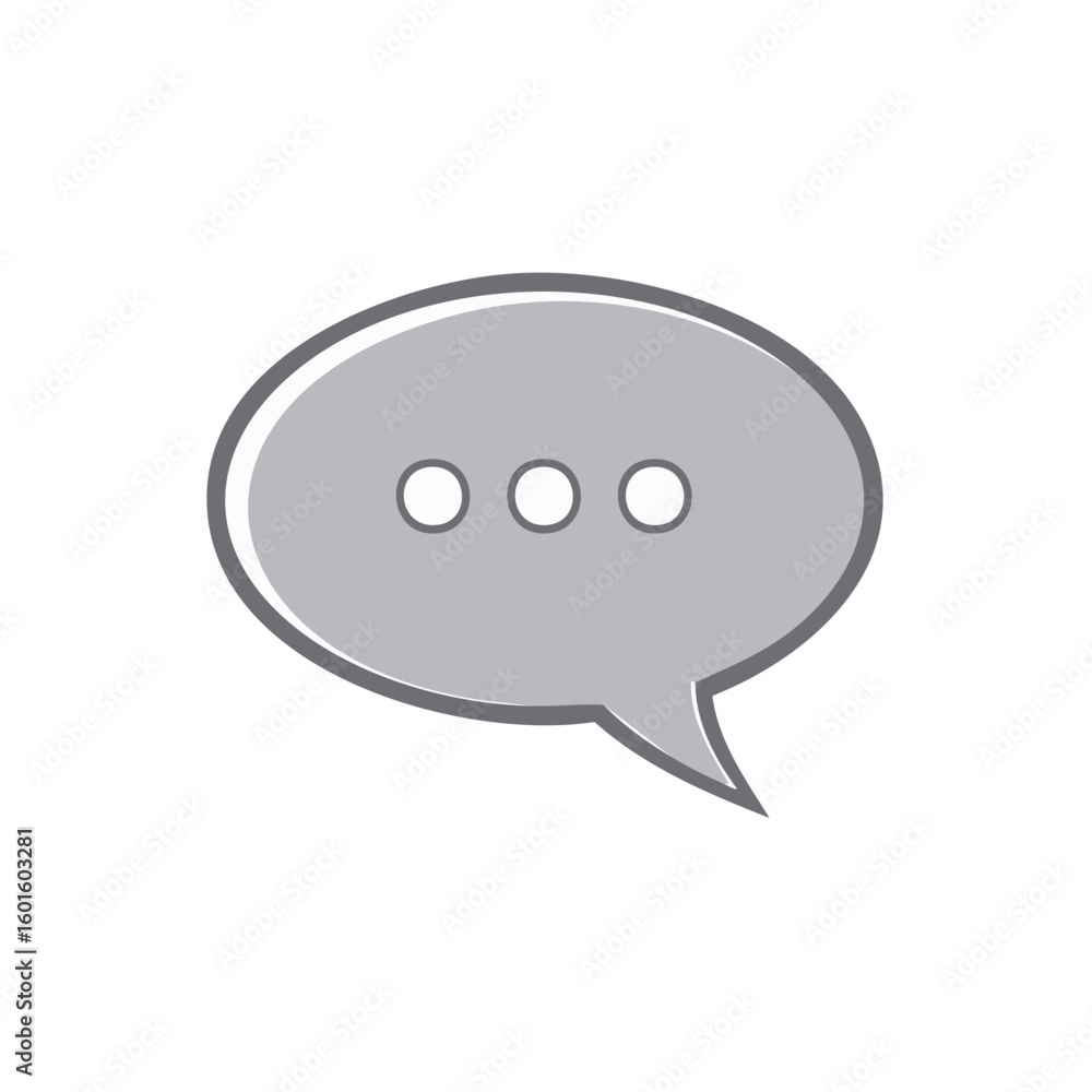 Poster simple gray speech bubble with three dots inside minimalist communication icon