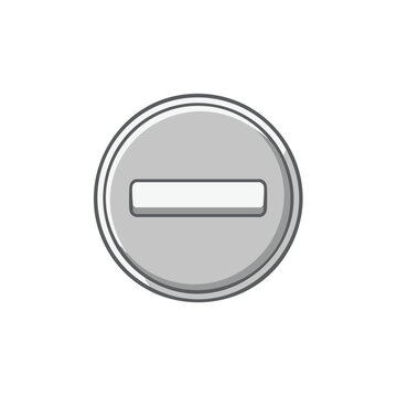 Minimal Minus Sign Icon Gray Circle - Subtraction Button Flat Symbol