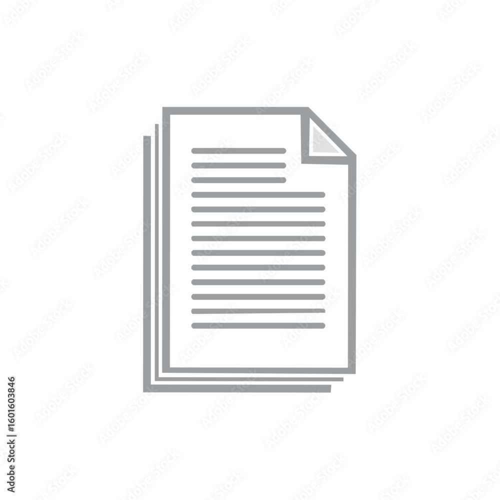 Aufkleber stack of paper documents with bent corner symbolizing business contracts or important records