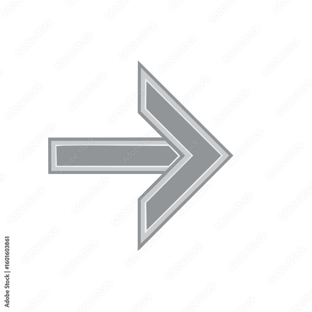 Poster simple gray arrow symbol pointing right with outline design element sign for direction navigation on