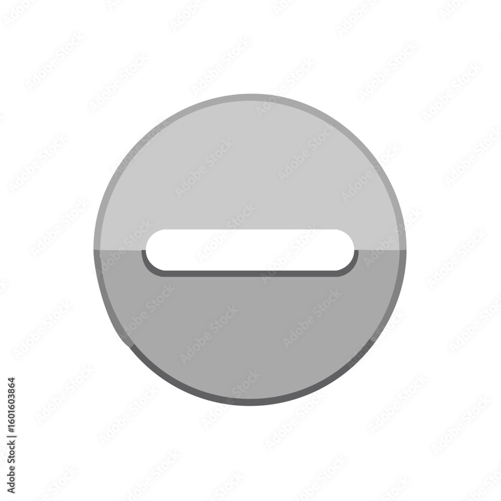 Poster grey round minus sign icon with horizontal line symbol for mathematical operations and subtraction c