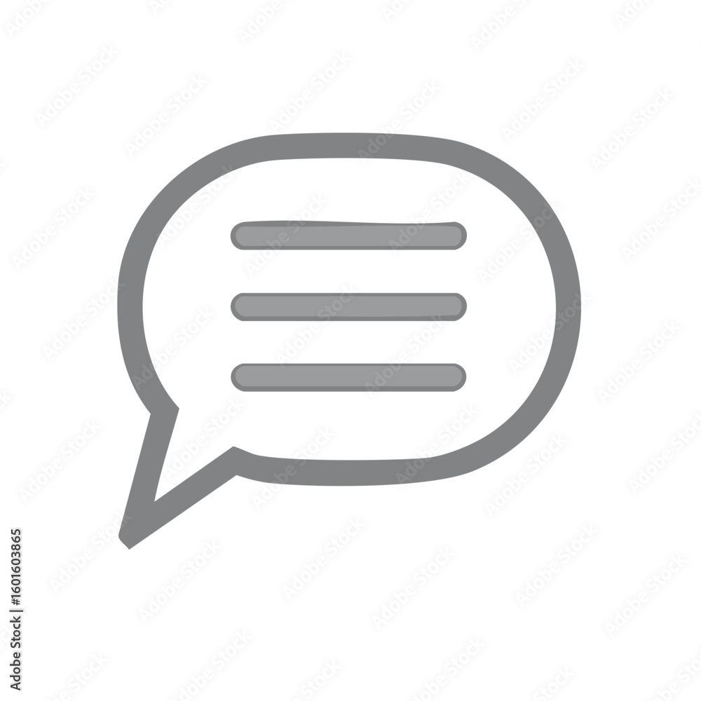 Poster minimalist gray speech bubble icon with three lines for message notification