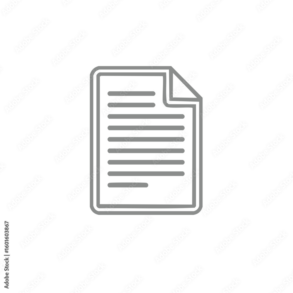 Poster vector outline illustration of a paper document with corner folded and text lines