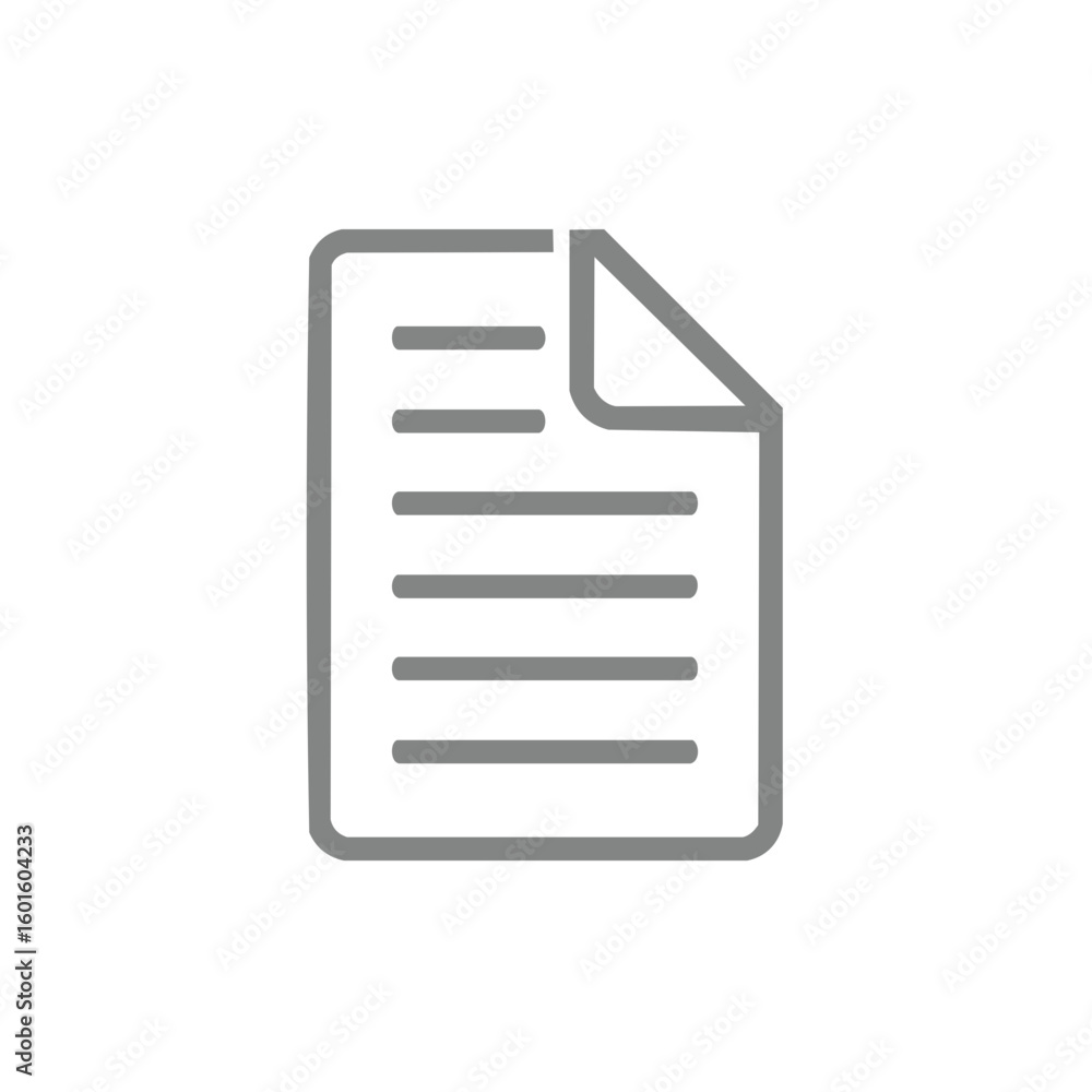 Fototapete document illustration: outline of paper with folded corner and text lines