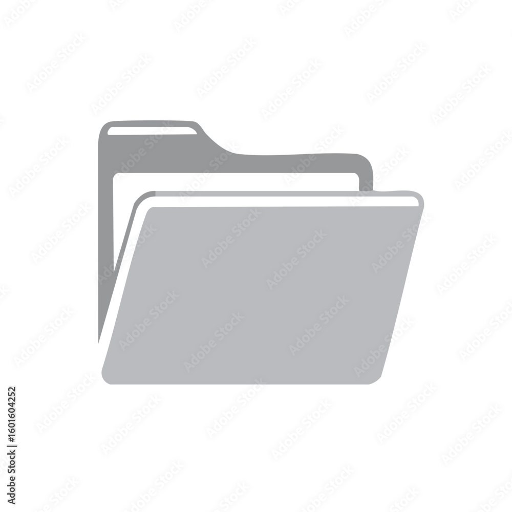 Poster open folder symbol for file storage and organization, data management icon