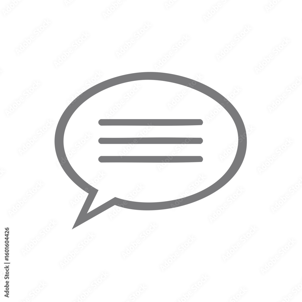 Poster Simple Speech Bubble Icon with Lines Inside for Dialogue Concept