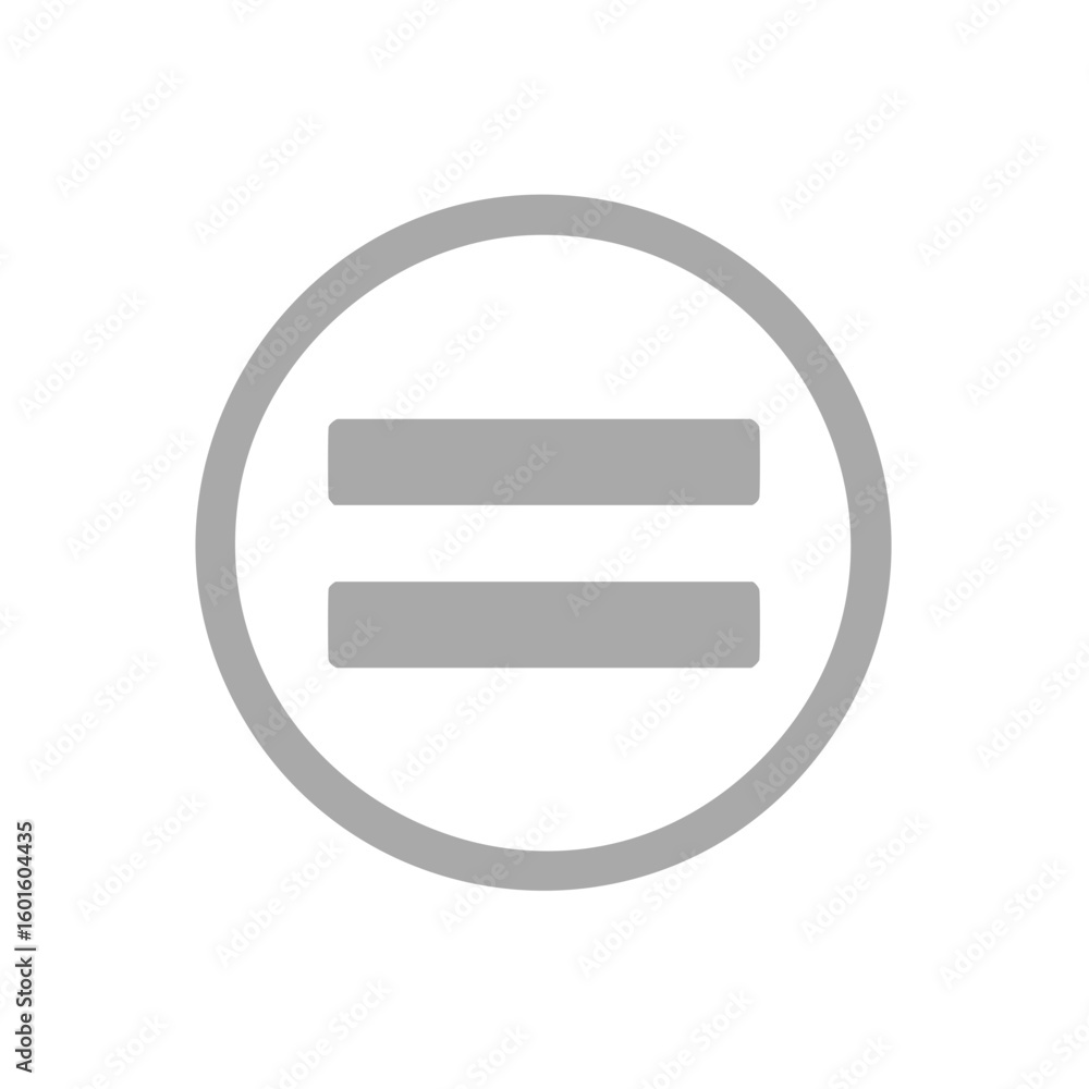 Poster equal symbol sign inside a circle. geometric shape graphic element for math, comparison and logic
