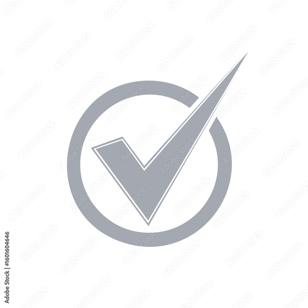 Poster check mark symbol in circle indicates approval completion or success isolated