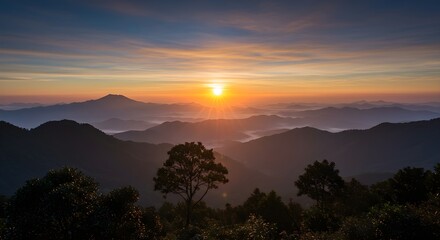 Fototapeta premium Sunrise over mountain