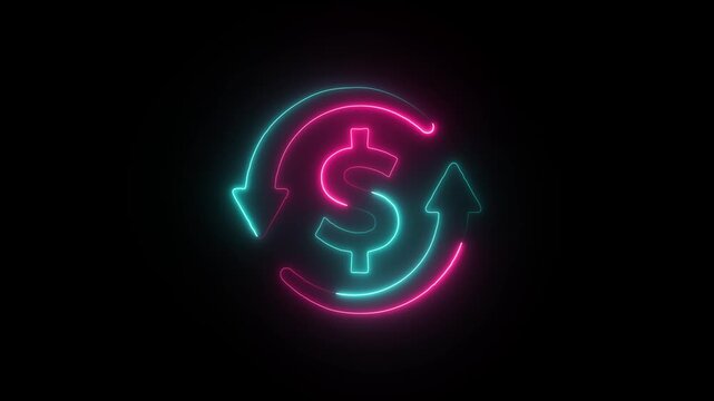 Glowing Neon Dollar Sign Icon animation. financial symbol, digital currency, wealth icon. Neon glowing animation. Business and finance conceptual neon light dollar icon 4k stock video. - Powered by Adobe