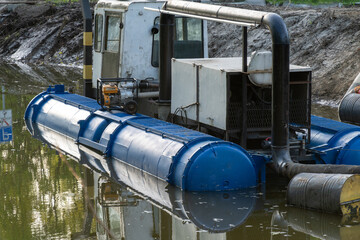 A modern watercraft equipped with advanced AI technology traverses flooded terrain, assisting in...