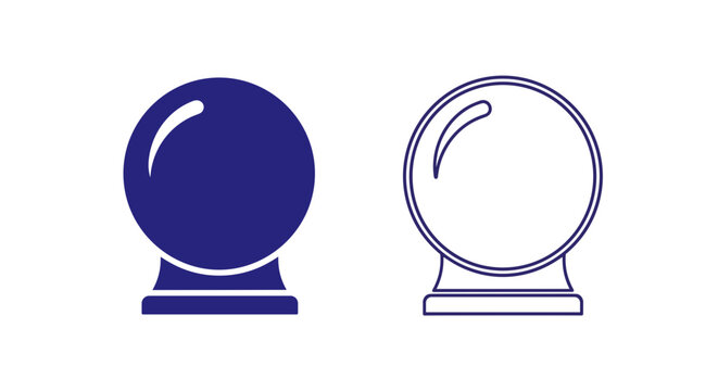 Illustration showing a solid blue crystal ball and an outline crystal ball side by side