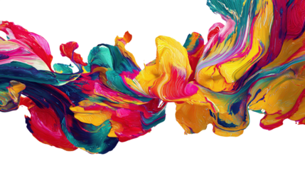 Psychedelic swirl of saturated colors in fluid motion with abstract geometry. isolated on transparent background 