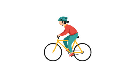 Naklejka premium Cycling Woman Illustration: Active Lifestyle and Healthy Transportation